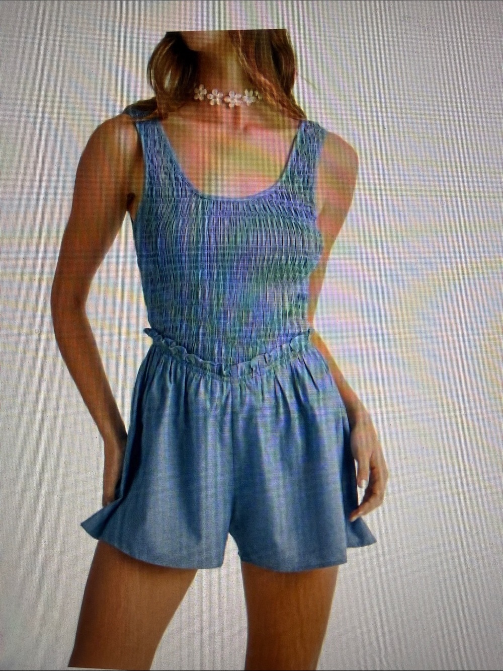 NWOT Mable Smocked Tank Mini Romper Deep Navy Summer Fun Beach Coastal Cowgirl L